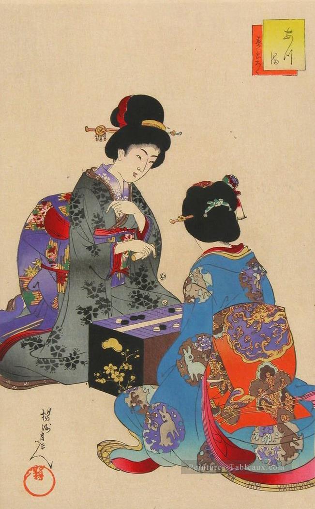 Sugoroku jeu 1896 Toyohara Chikanobu Bijin okubi e Peintures à l'huile